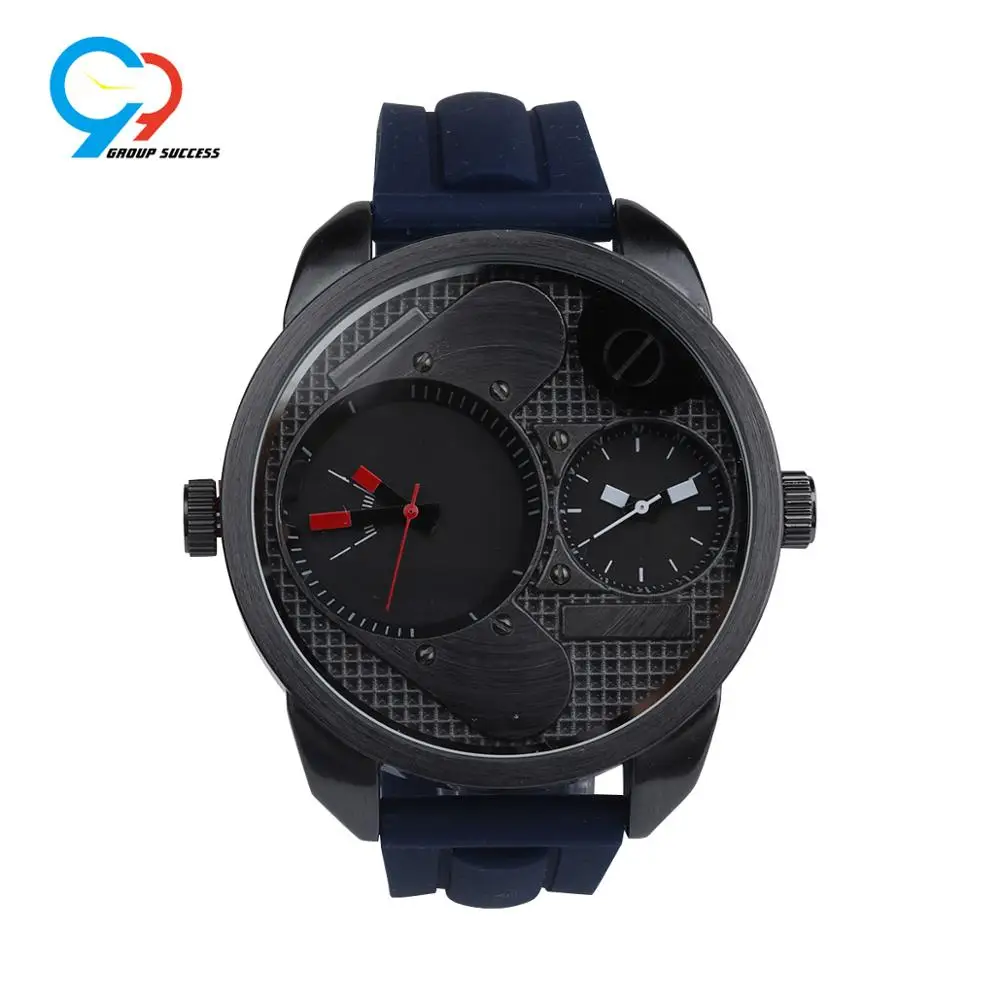 Large face silicone strap men watch for big wrist