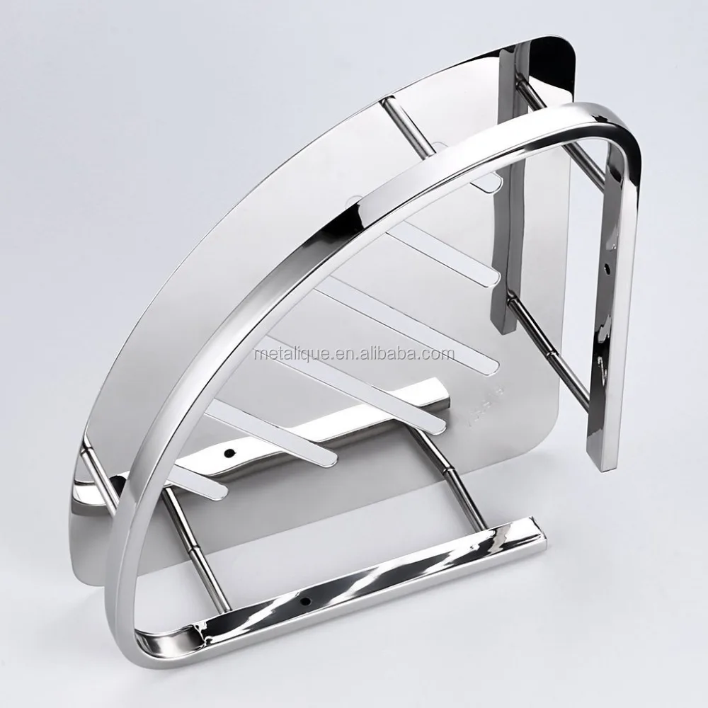 
Metalique 304 Stainless Steel Mirror Polished Shower Caddy Bathroom Shelf, Wall Mounted Rustproof Corner Basket 