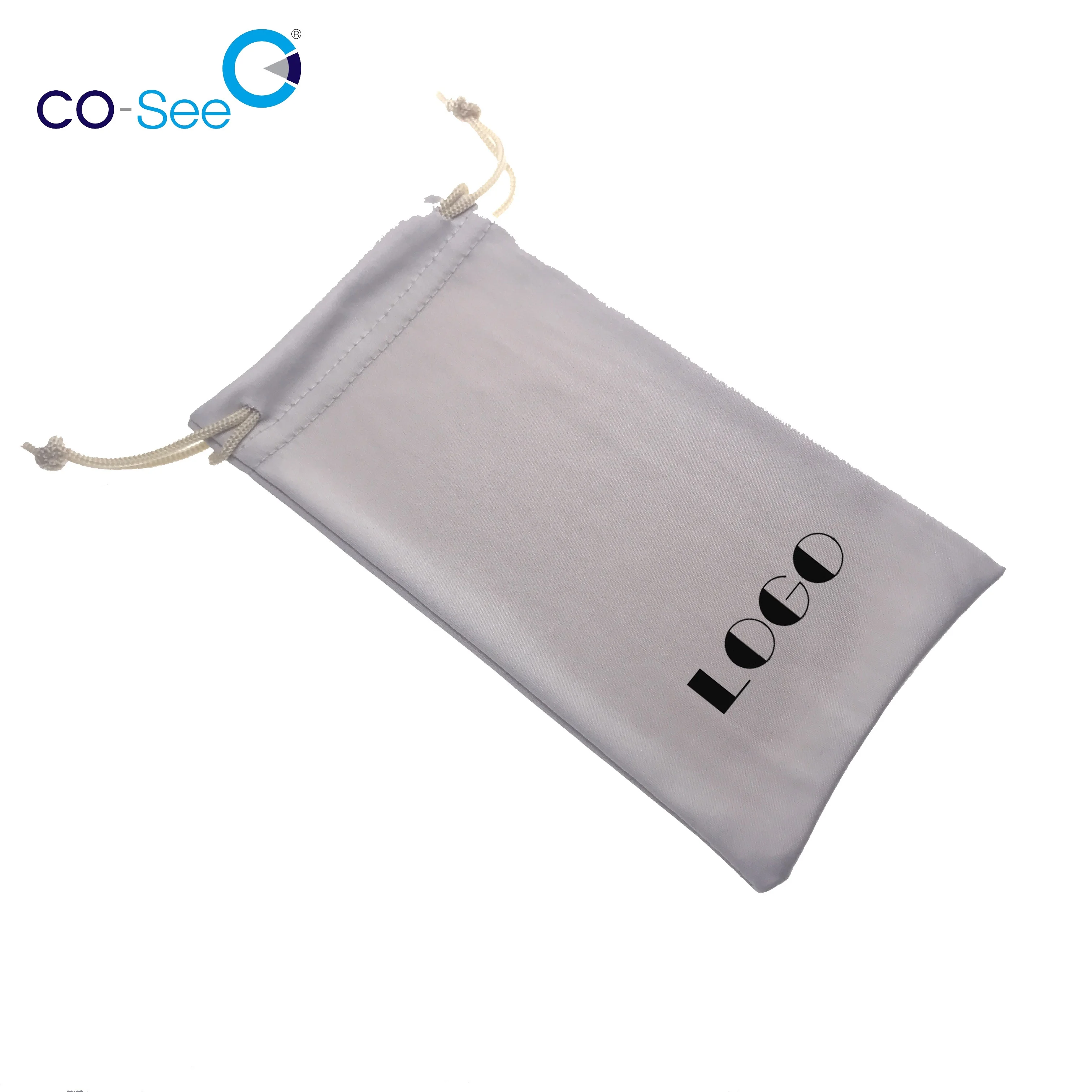 Factory high quality soft microfiber 180g custom logo glasses pouch nylon glasses bag