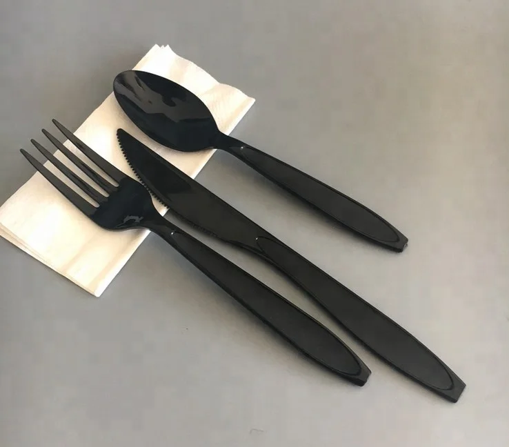plastic spoons & fork for fast food fork wrapped with napkin plastic cutlery set with napkin