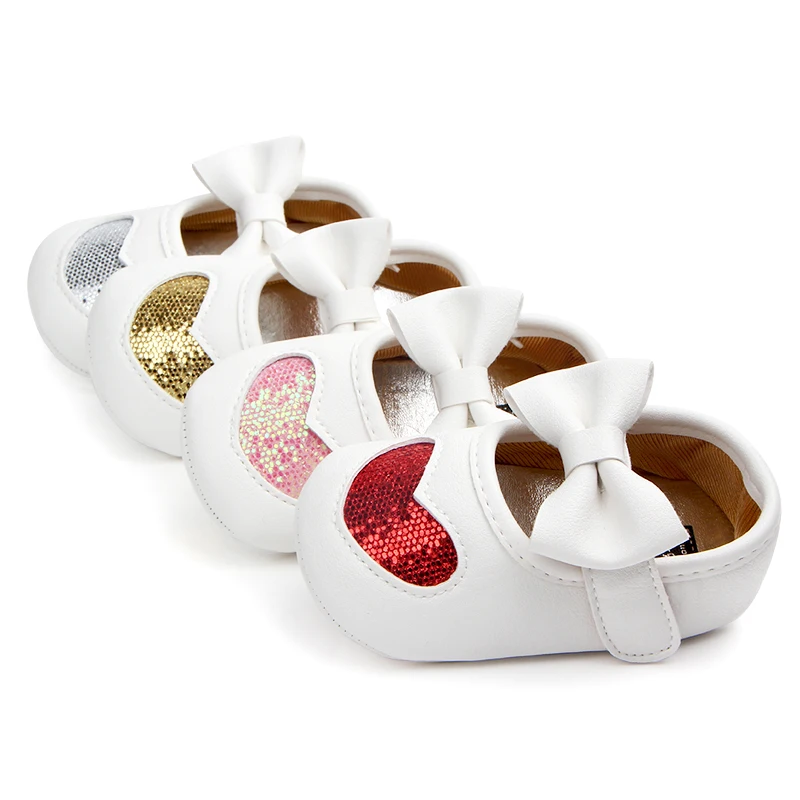 Latest heart design beautiful bow baby girl shoes