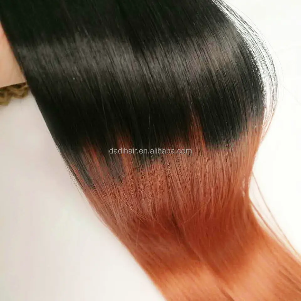 synthetic silk straight yaki wave hair products,wholesale two tone color artificial yaki wave types of hair bulk for black woman