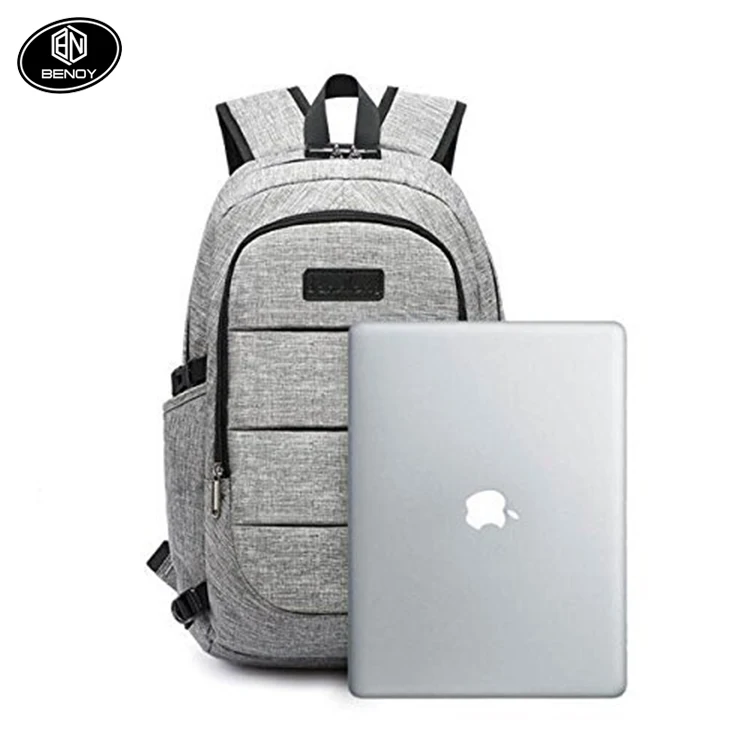 Hot sale waterproof Resistant Polyester Laptop Backpack bag with USB Charging Port Lock Headphone interface