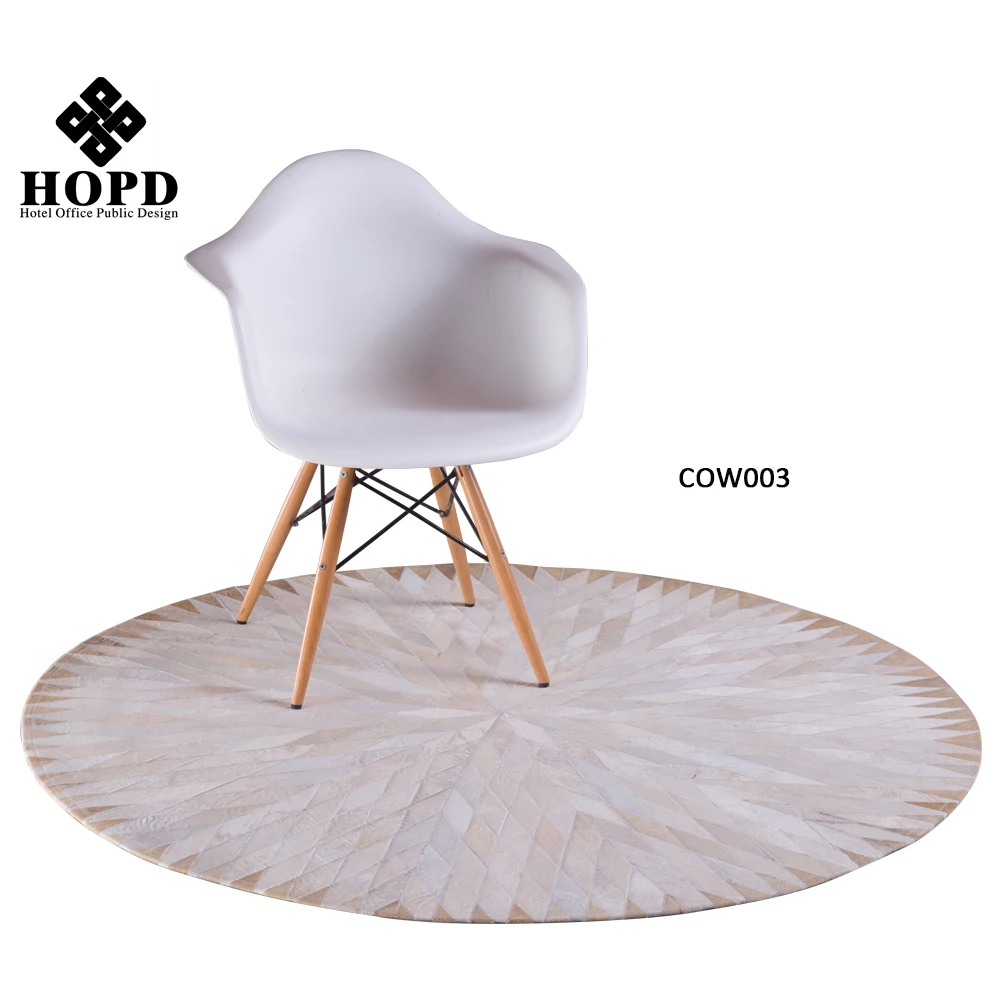 wholesale 100% natural cowhide rug with round shape