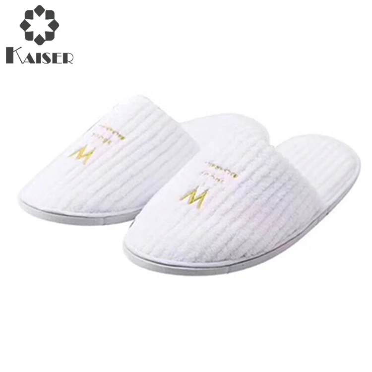 Disposable washable hotel slippers/close toe/white cotton