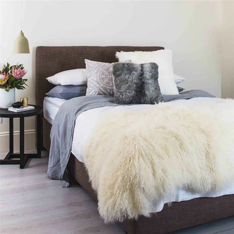 China factory pure white fleece wool blanket mongolian tibetan sheepskin lambskin plates