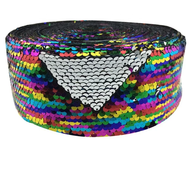 75mm Reversible Sequin Ribbon Rainbow  Ribbon 3 Inch  Ribbon