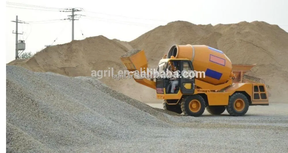 self loading and propelled diesel engine concrete mixer power shift truck with pump air conditioner