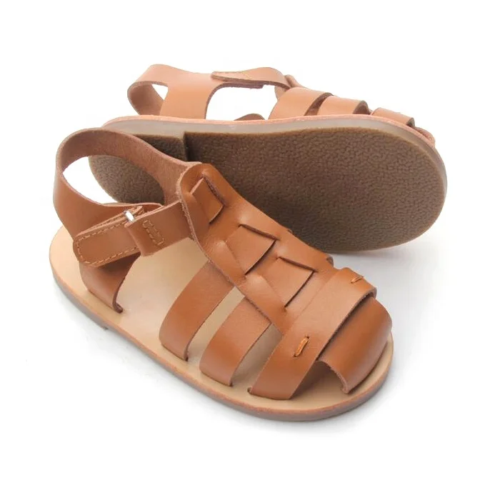Wholesale Summer Kids Genuine Leather Fashion Hard Bottom Baby Sandal Shoes