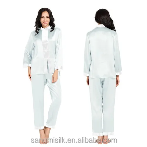exotic knot silk pajama set for women professional silk garments manufacturer in China 100% mulberry silk