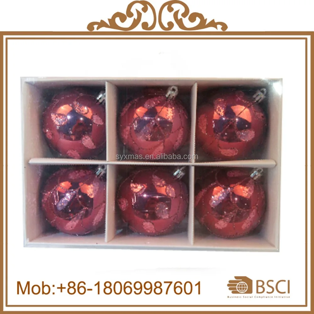 Shatterproof 8cm shiny coffee Christmas plastic painted ball christmas tree hanging decoration ball