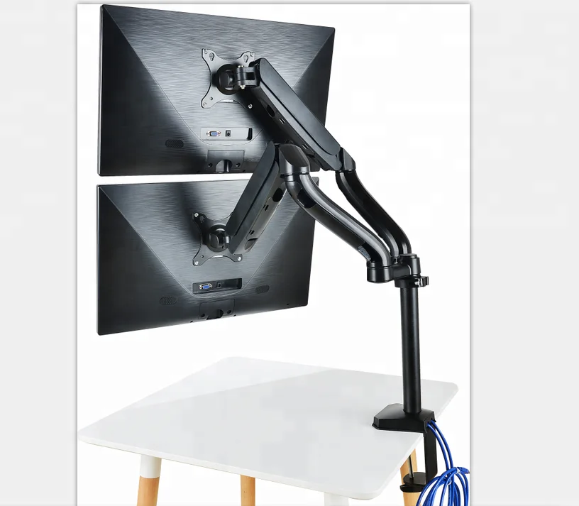 Dual Adjustable  Full Motion Monitor Mount Arm Stand With Gas Spring