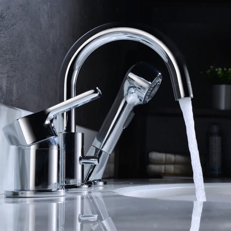 Factory direct supply deck mounted silver white painting single lever bathroom faucet