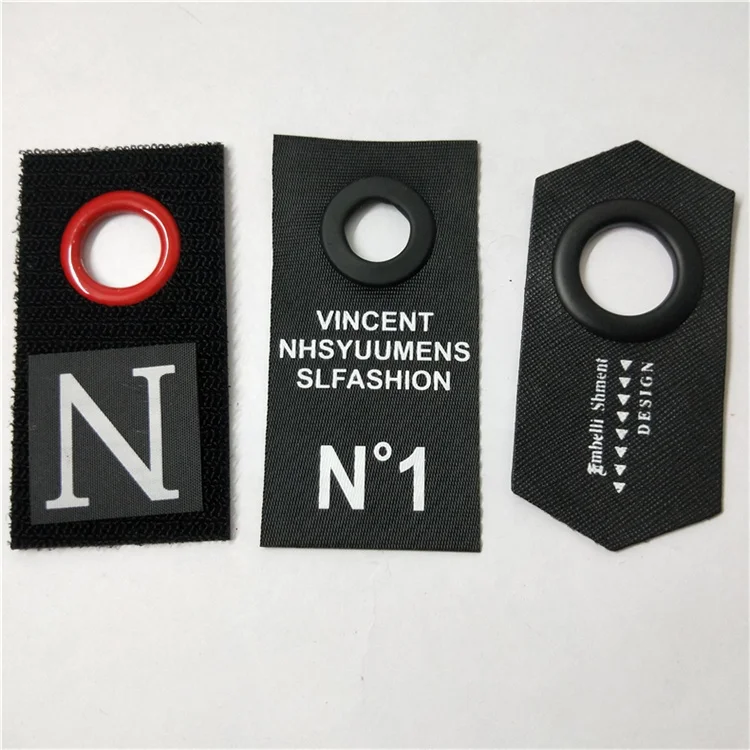 
Embroidered round square eyelet leather label Printed metal pu trademark jeans sign logo shoes tags 