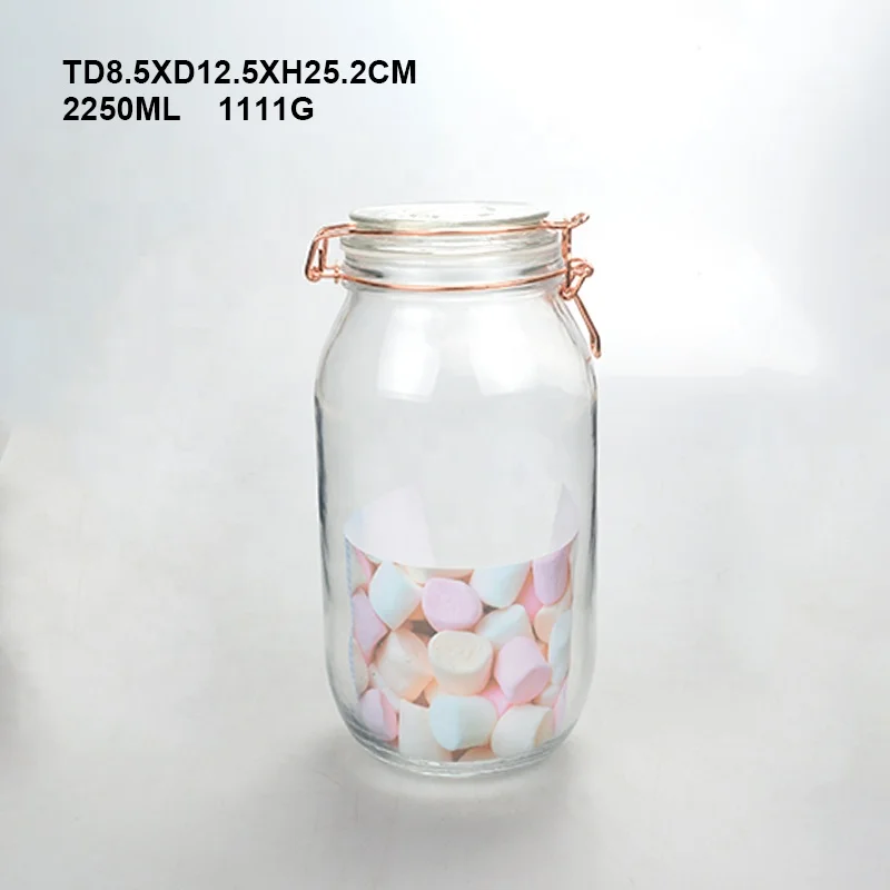 SCIEC wholesale 1550ML wide mouth mason jars with rose golden clip locking lid  paper insert for pickle jam sauce