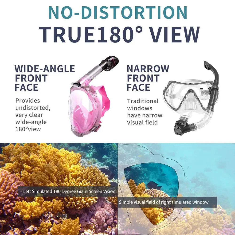 2019 Hot Sell Anti Leak Snorkel Mask Full face Swimming Mask