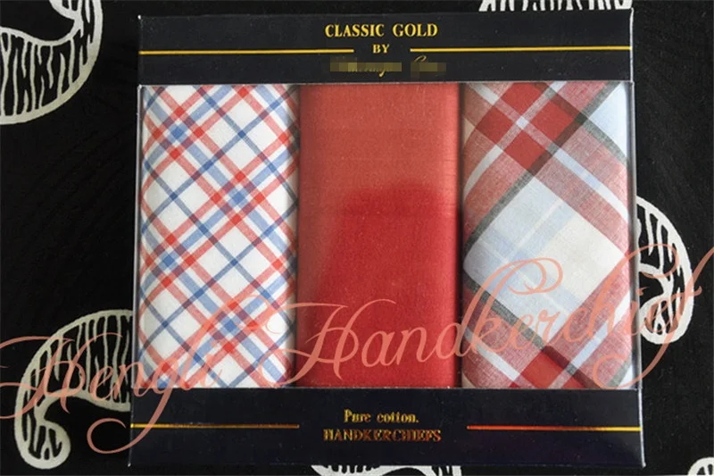 100% cotton men blue gray purple red handkerchief gift box