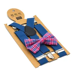 Рост 80-150 см; Детские брюки на подтяжках; Комплект с галстуком-бабочкой для мальчиков и девочек; Школьная детская одежда; Эластичный и удобный материал