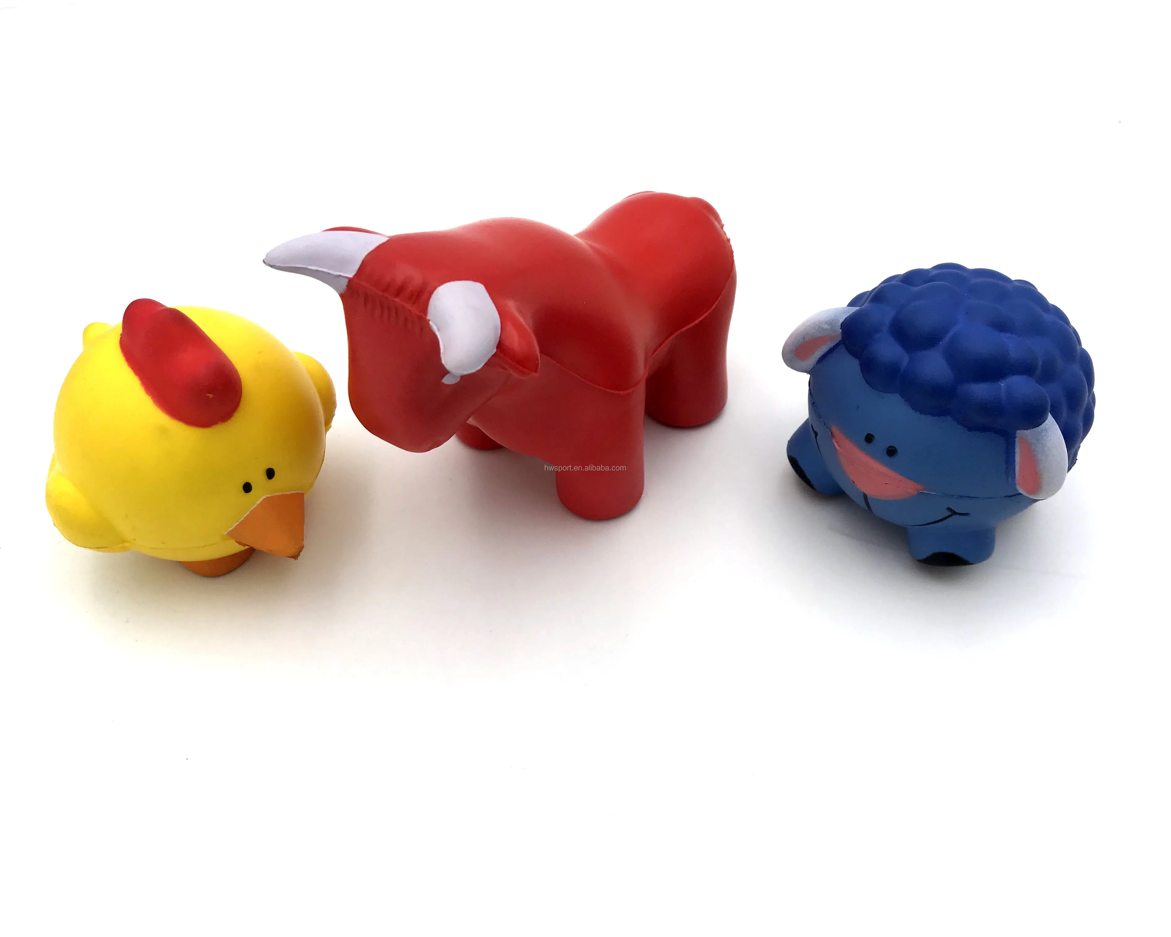 2020 Custom pu animal shaped anti stress ball promotional chicken/cow/sheep squeeze toys with logo printed