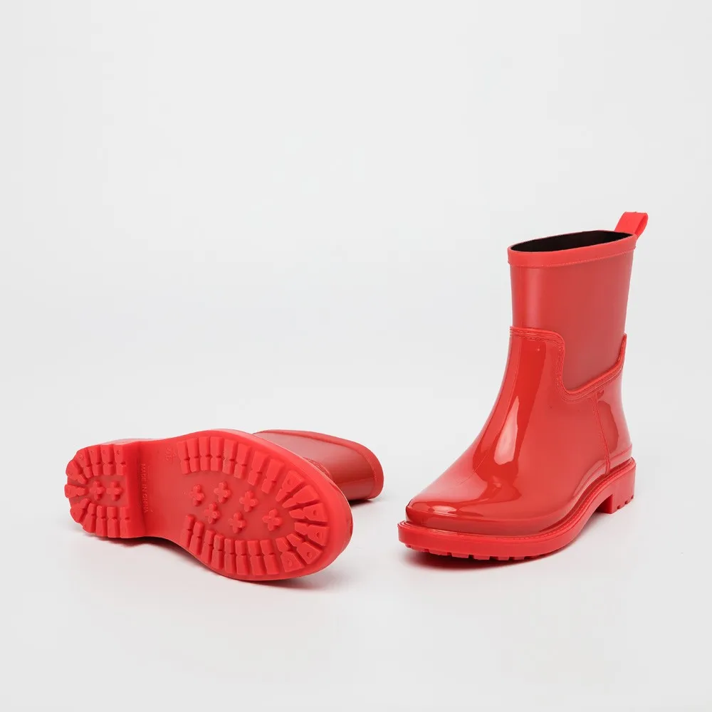 
outdoor garden farm weeding use fashion waterproof antislip mid tube pure solid color soft PVC gum boots rain waterproof shoes 