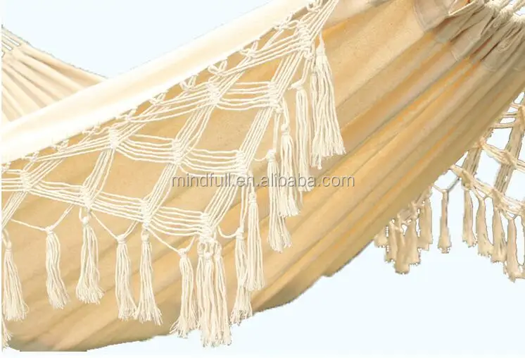 Wholesale High-grade Custom Linen Cotton Outdoor Camping Rocking Hammock with Macrame