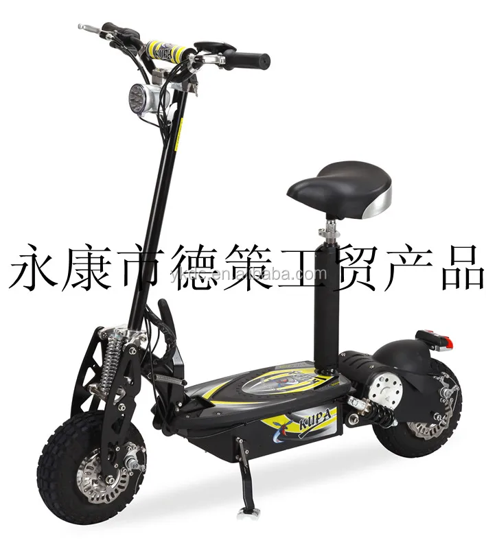 Two wheel mobility scooter with seat for riding
