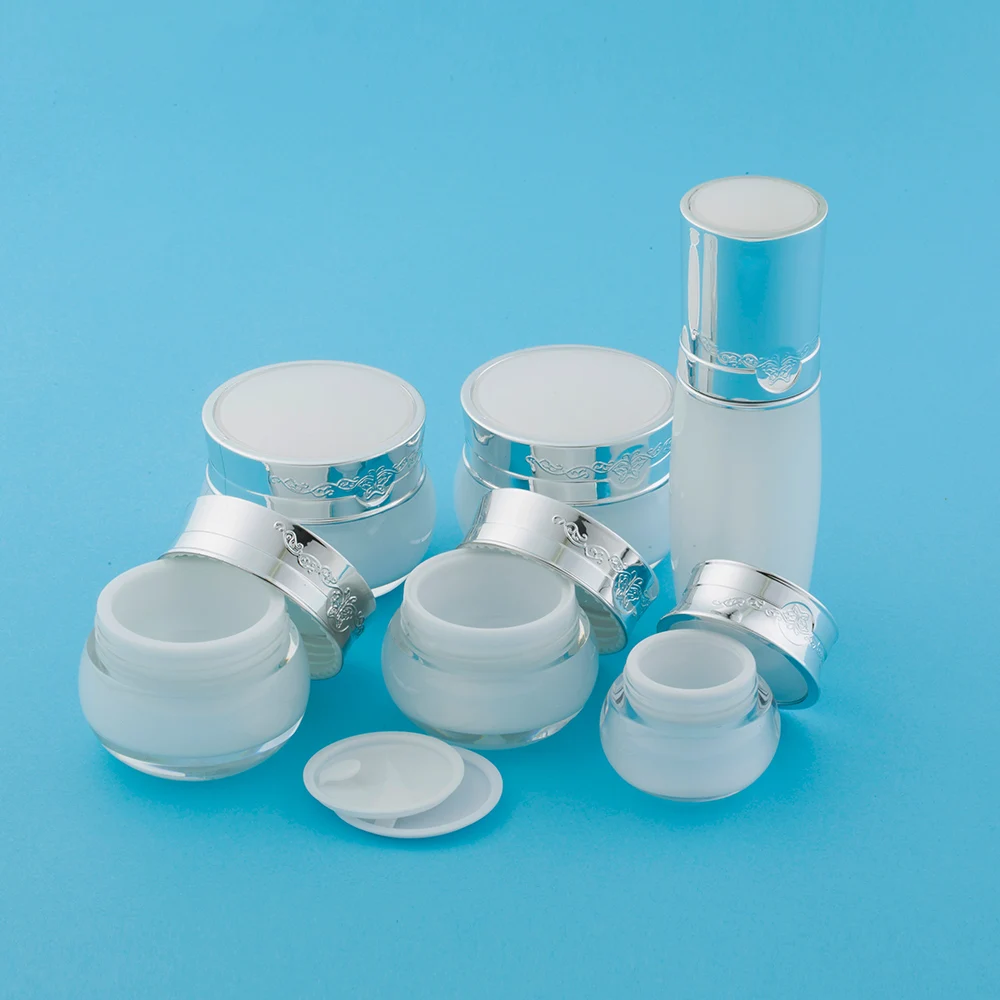 
Hengsheng factory supply 2019 model customize plastic acrylic cosmetic packaging cream jars and lotion spray bottles 