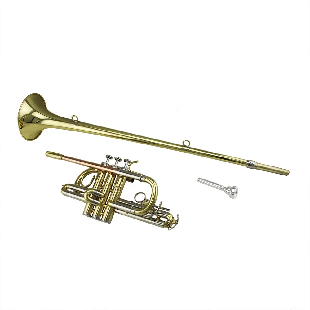 Gold lacquer Tone Bb Brass body Cupronickel tuning pipe/piston gold brass lead pipe Herald Trumpet