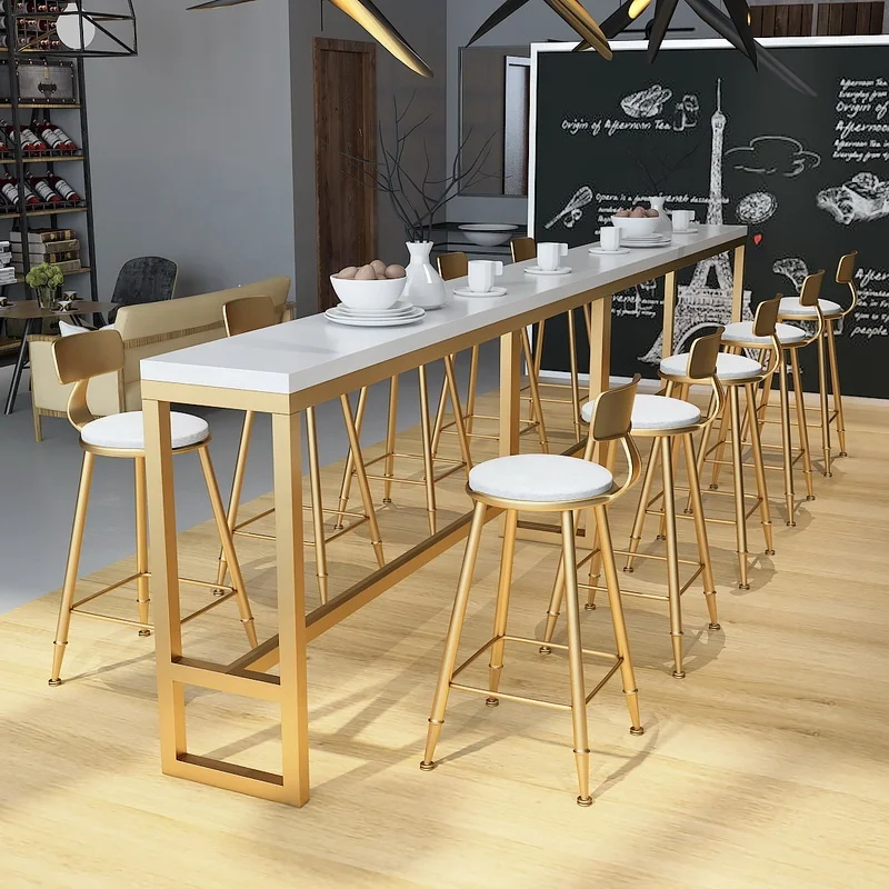 Cheap Artificial Marble Pub Coffee Juice Shop Buffet Wine Bar Counter Bar Table Set