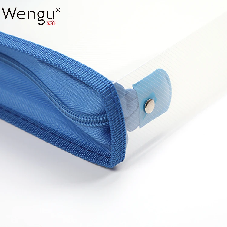  Печатная компания Wengu оптовая продажа высококачественный прозрачный водонепроницаемый полипропиленовый саржевый держатель на молнии для шитья канцелярских