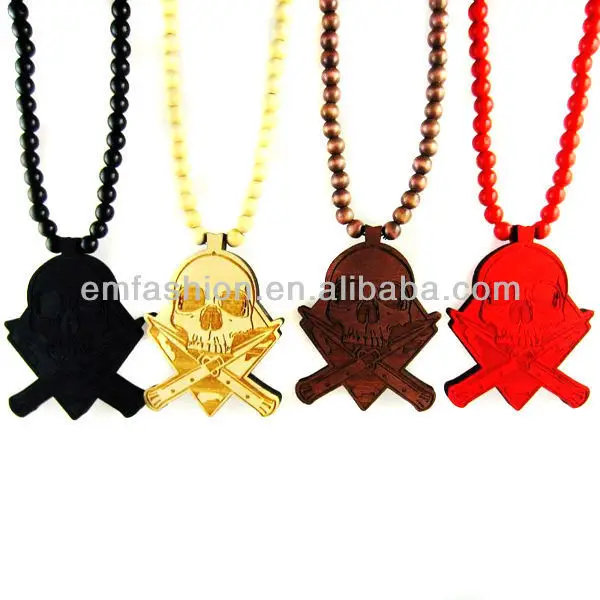 горячей- продажа готический хип-хоп черепа хорошее дерево ожерелье мужской