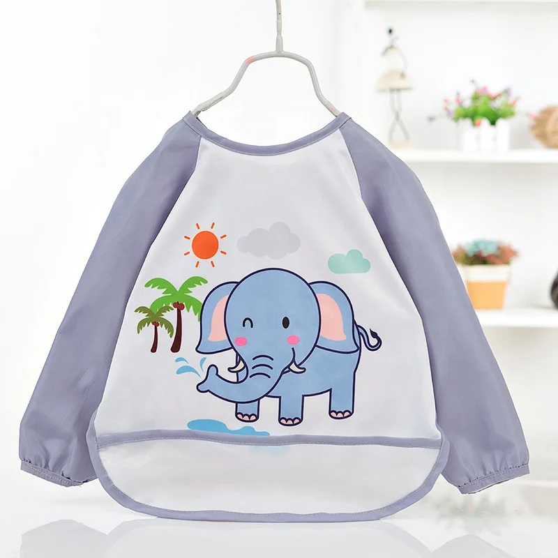 
New Cloths Apron Baby Feeding Baby Bibs Long Sleeve Waterproof 
