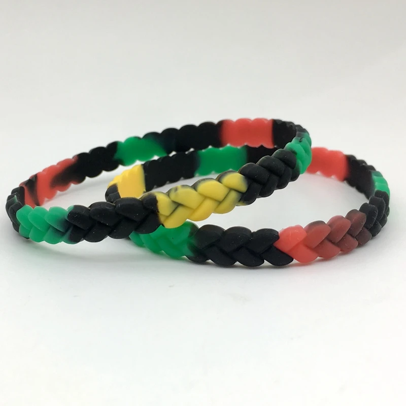 2023 Fashion women silicone wristband wrist band customized rubber round weave bracelet