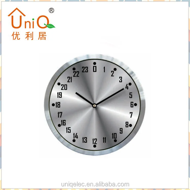 Aluminium 24 hours wall clock with aluminium clock face Saat