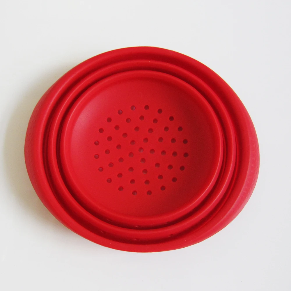 round Metal Collapsible Colander Heat Resistant Space-Saver Kitchen Strainer for Food Grade Fruit and Vegetable