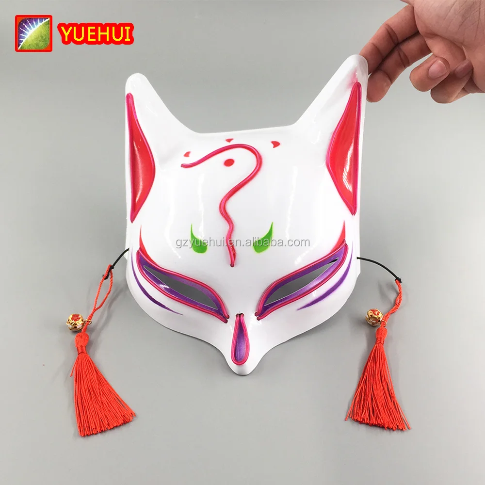 CE Rohs High Brightness Halloween Light Up Neon Led Fox Mask for Glowing Dance Party Supplies Rave Led Adult Fox Mask
