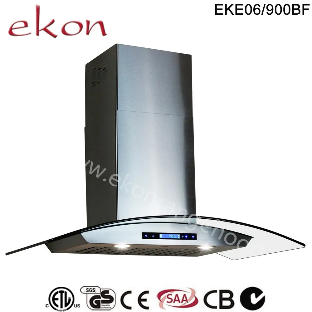 
hot sale 900mm round tempered glass energy saving commercial inox wall mounted kitchen range hoods grease extractor 