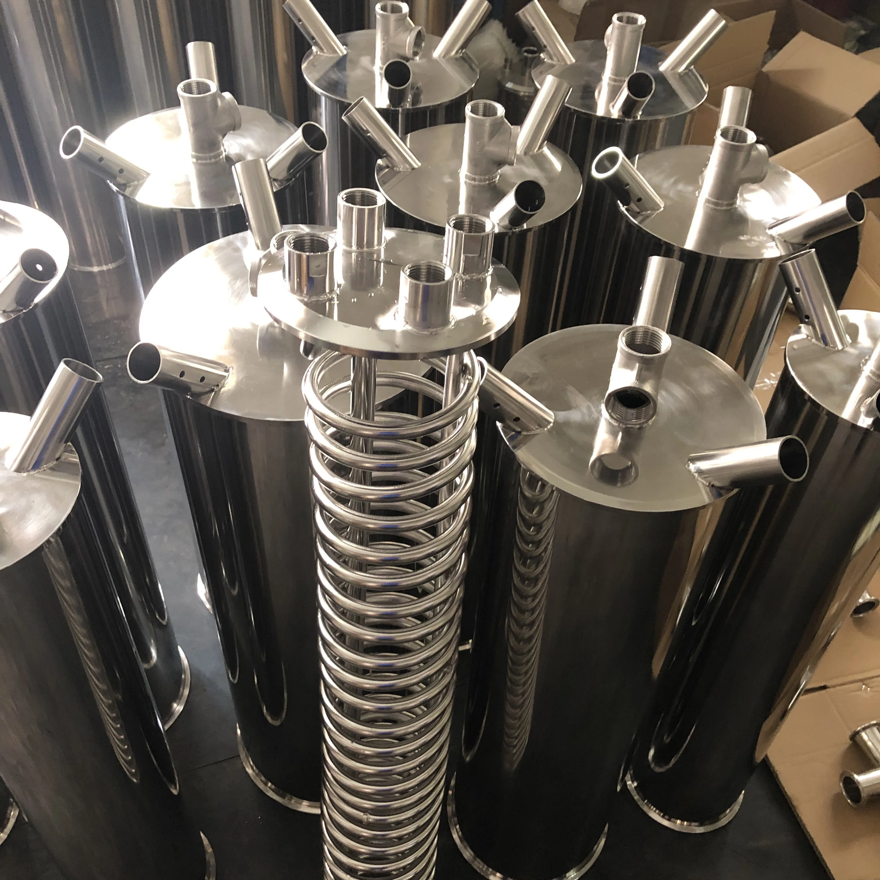 Stainless Steel Tri Clamp Flat End Lid with condensing coil use for falling film