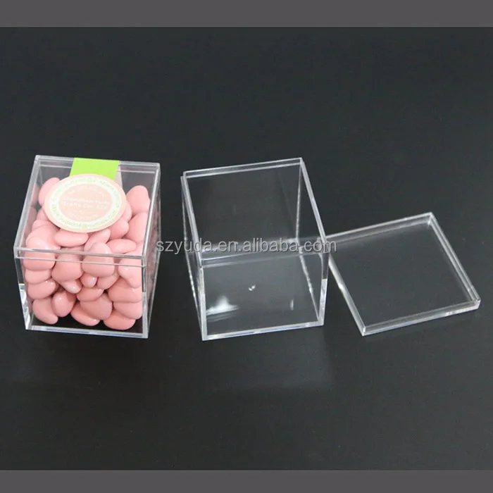 Unique crystal clear plexiglass souvenir gift box /acrylic wedding favor candy cube box