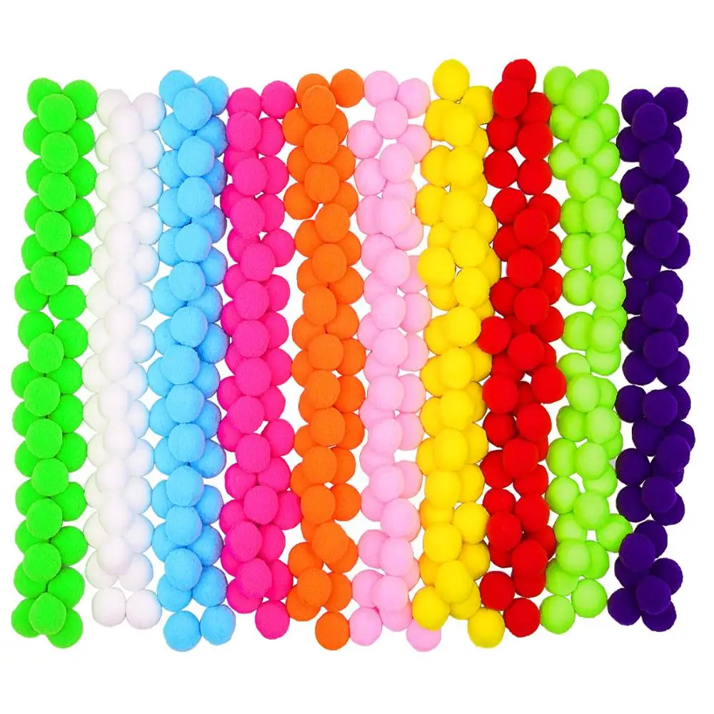200 Pieces 1 Inch Colorful Pom Poms for DIY Creative Crafts Decorations