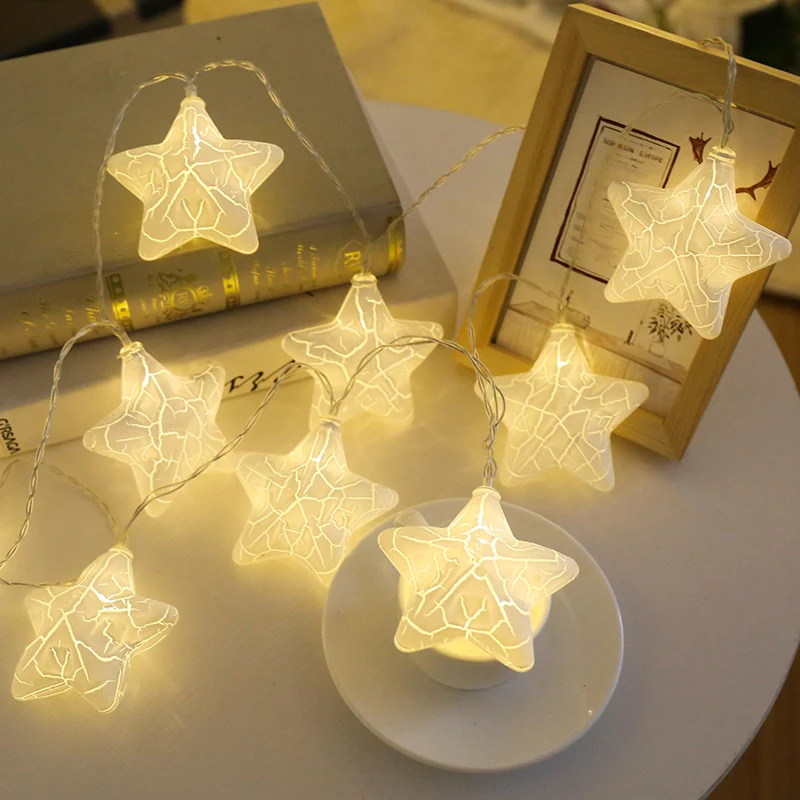 
battery operated Led Crack Star Shaped String lights for Christmas, home decoration 