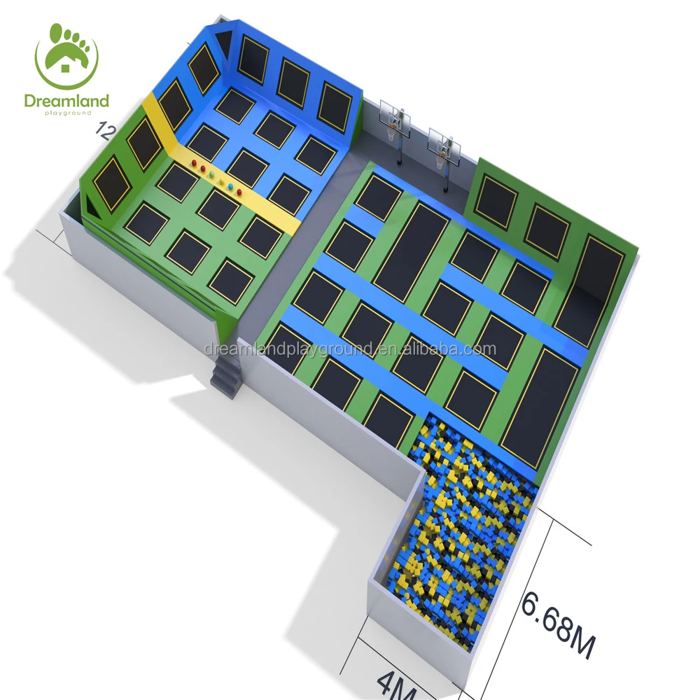 Commercial Indoor Trampoline Arena, Parkour Free Jumping Trampoline Zone