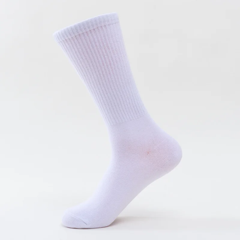 
Top Quality Mens Solid Color Business Dress Socks Black and White Cotton Crew Socks 