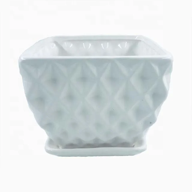 white ceramic indoor pots for succelent square pots for plants  wholesale ceramic pots white square planter