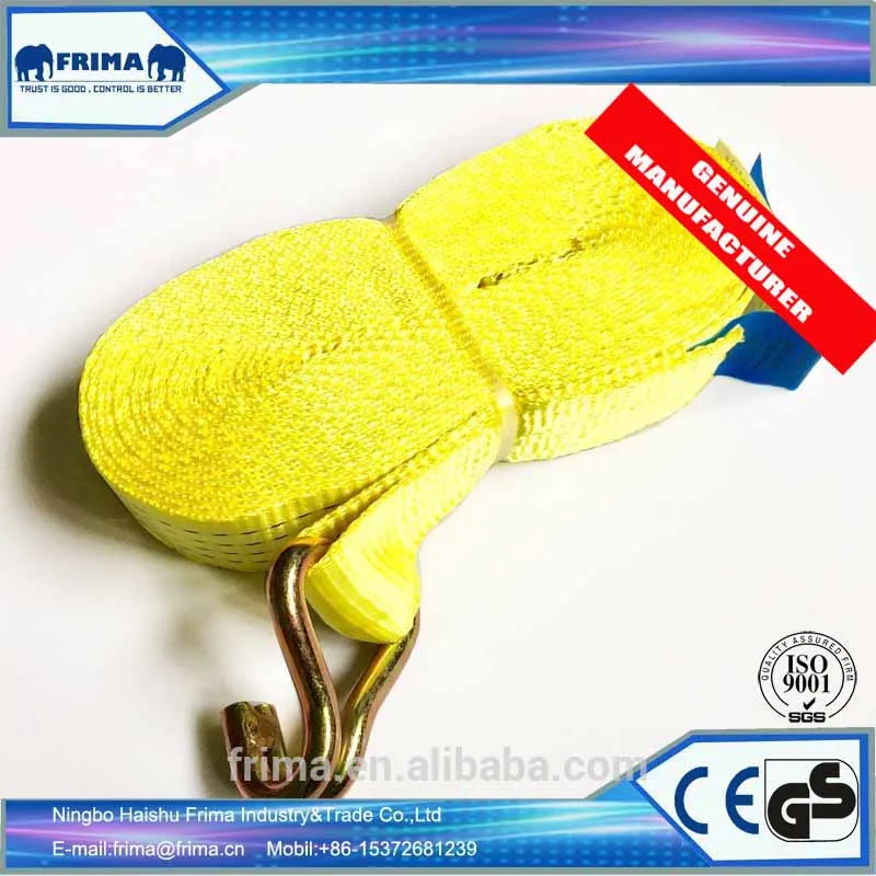 4Ton GS Standard Ratchet Webbing Strap Polyester Tie Down with Metal Handle with 2pcs double J Hooks