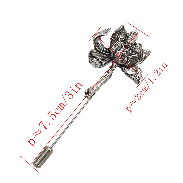 Men Unisex Gold Silver Metal Flower Lotus Safety Custom Pin Brooch For Women Party Jewelry