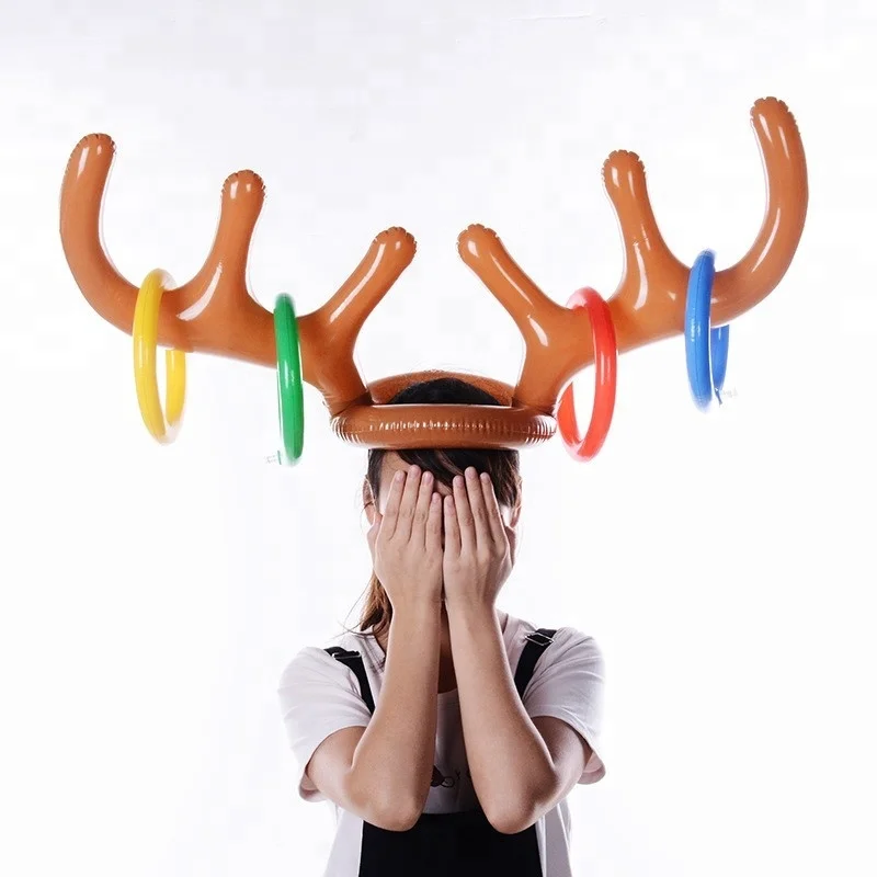 HOGE Inflatable hat Antler Shaped Ring Toss Christmas Holiday Party Game