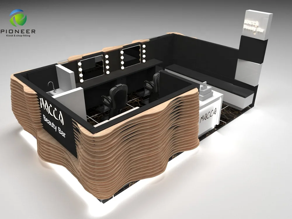 
Wooden Design Hot Sale Customized Eyebrow Display Kiosk For Retail Store 