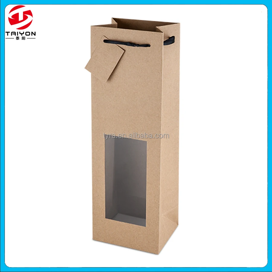 custom logo printed Fashion Eco-friendly Black Gift Shopping Kraft Paper Bags With window