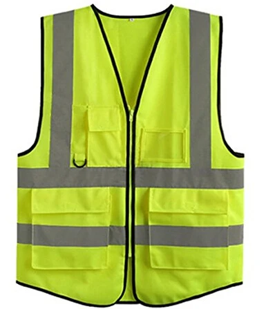 Safety Vest High Reflective with 4 Pockets and Heavy-duty Zipper Front